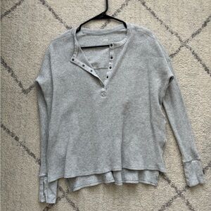 Aerie Light Gray Long Sleeve Henley Top